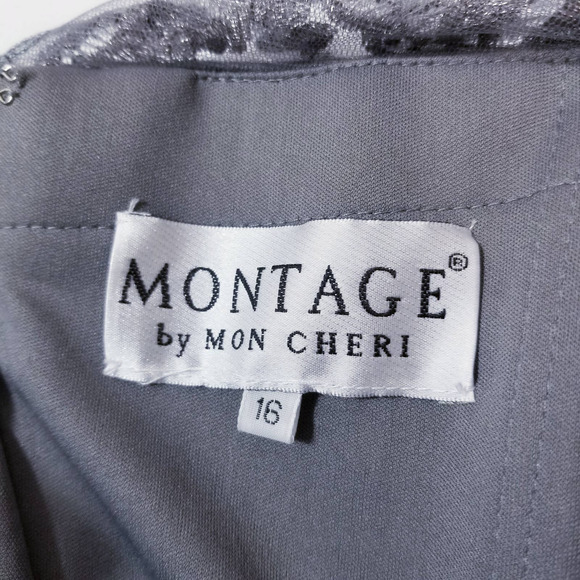 Montage by Mon Cheri Embellished Rhinestones Short Sleeves Lace Long Gown - Picture 3 of 10